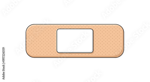 A band-aid with a blank label on a white background is viewed from the front