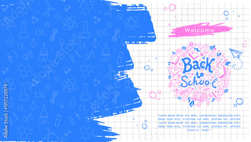 Back to School Book Paper Doodles Illustration. Back to School background with Book Paper and school supplies Doodles. Back to School Banner