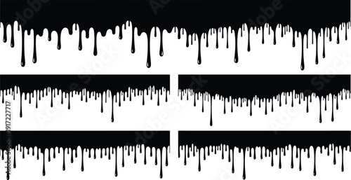 Horizontal borders composed of thick, dripping black paint create a dramatic, grungy frame element suitable for artistic.