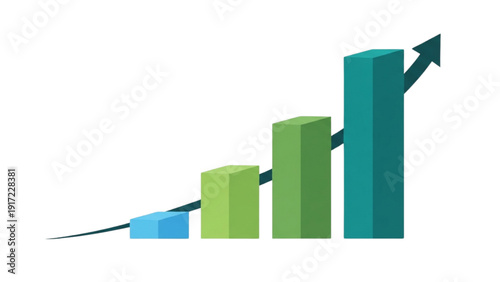 Conceptual illustration depicting steady organizational progress and sustained economic growth through an ascending bar graph
