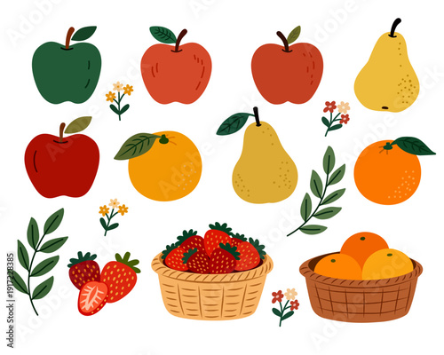 Farmers Market Fruits in Flat Style for Organic Theme