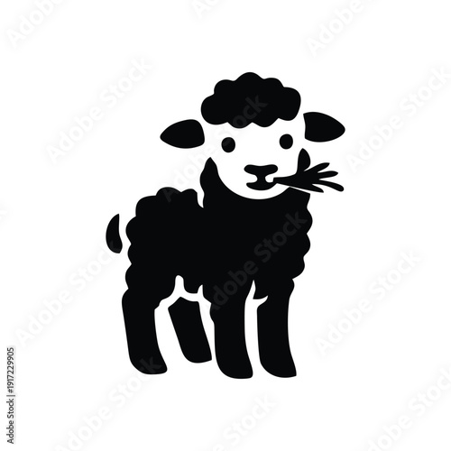 Cute Black Sheep Silhouette Vector Illustration
