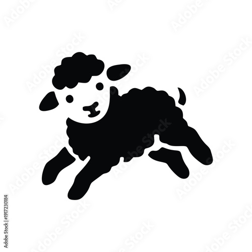 Cute Black Sheep Silhouette Vector Illustration