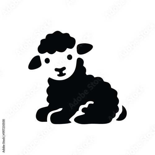 Cute Black Sheep Silhouette Vector Illustration