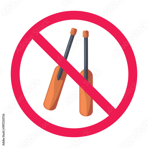 No rowing sign, no oar sign, forbidden sign with boat paddle icon, boat paddle prohibited sign