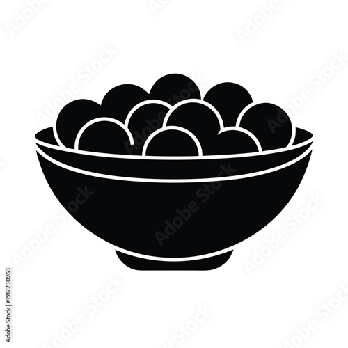 Bowl Of Meatballs Stencil Icon Vector Illustration