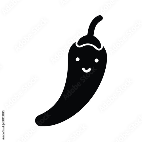 Cute Chili Pepper Stencil Icon Vector Illustration