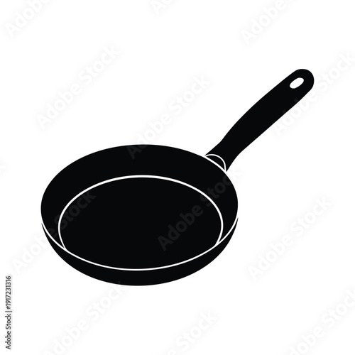 Frying Pan Stencil Icon Vector Illustration