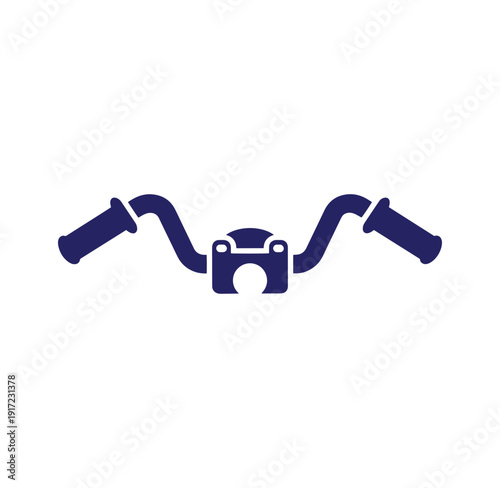 Motorcycle handlebar with speedometer icon in blue color  simple illustration