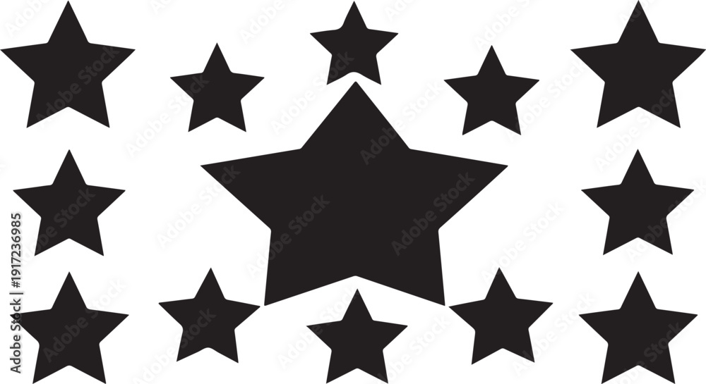 Obraz premium Black stars on white background for rating or review