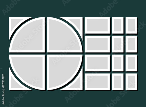 Template collage of sixteen frames, images, photo