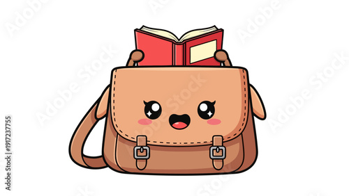 Kawaii satchel bag with open red book held above it