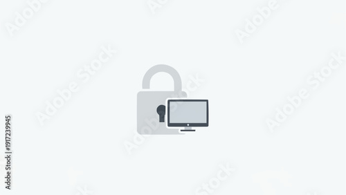 Padlock Securing Computer Screen Device.