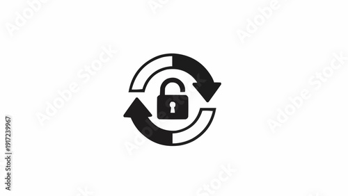 Padlock Security Icon with Circular Arrows.