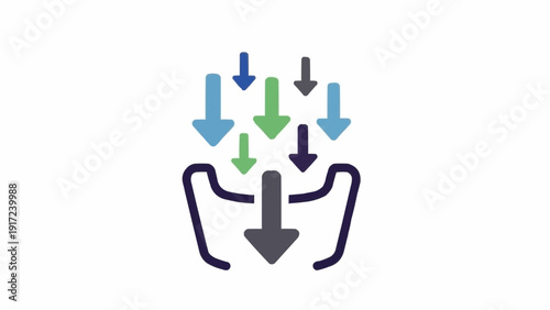 Multiple Arrows Pointing Downward Together.