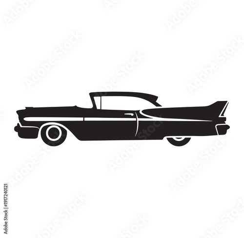 classic american car silhouette side view illustration  old convertible automobile