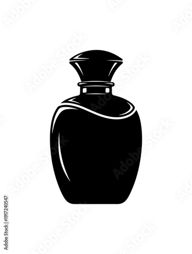 Minimalist Black Perfume Bottle Vector Illustration