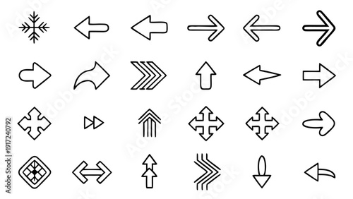 Single outline arrow icon pointing right, from a diverse first set of directional navigation symbols.