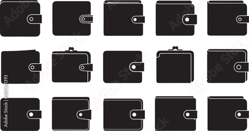 Collection of black wallets in various closed positions