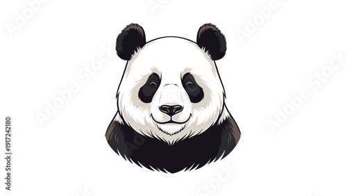 Digital illustration of a panda bear's head with a friendly expression on a white background.