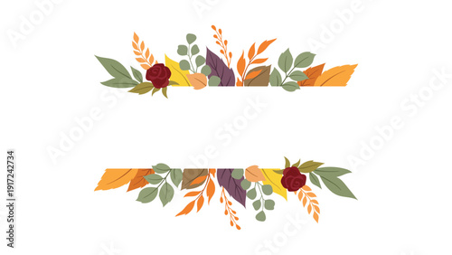 Aesthetic Autumn Leaves and Berries Frame Vector for Fall Season Thanksgiving and Botanical Greeting Card Design