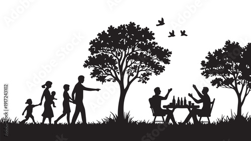 silhouettes of people working group of Happy people
