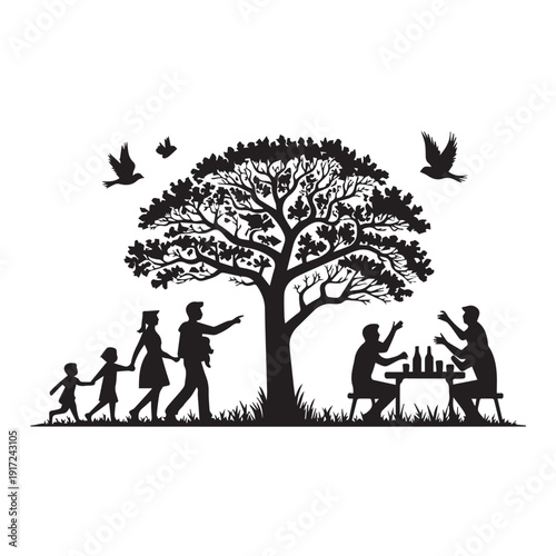 silhouettes of people working group of Happy people
