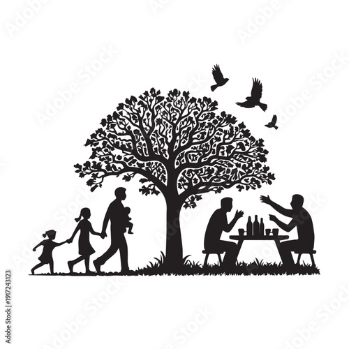 silhouettes of people working group of Happy people
