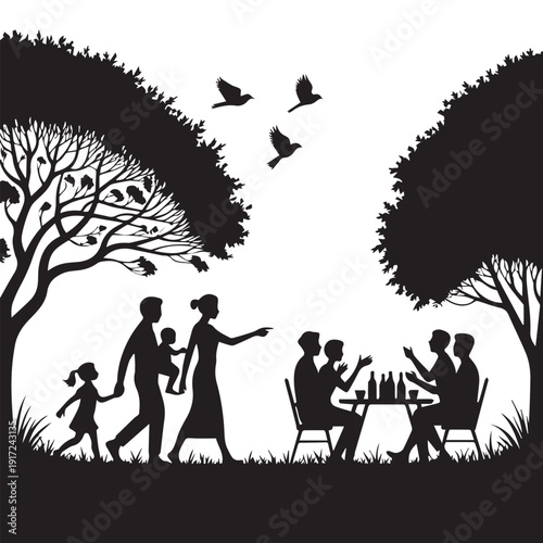 silhouettes of people working group of Happy people
