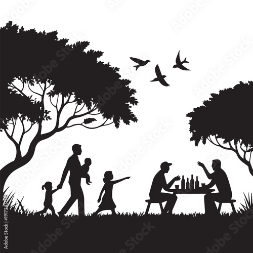 silhouettes of people working group of Happy people
