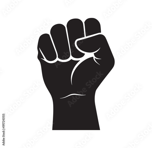 Raised fist symbolizing protest or solidarity in a powerful gesture  one hand