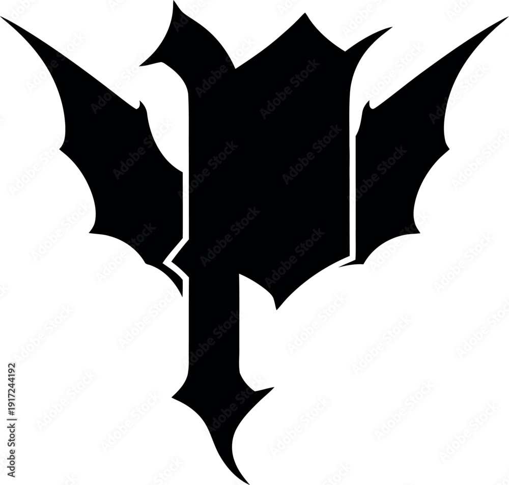 Fototapeta premium A black silhouette of a bat symbol with sharp edges and points