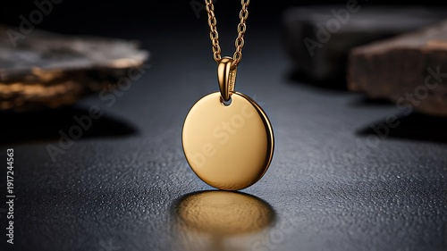 Luxury gold pendant necklace jewelry mockup on dark elegant background 
