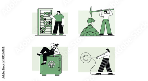 Set of Business and Finance Management Illustrations