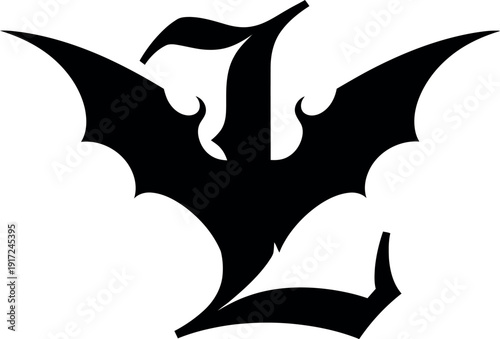 Black silhouette of a bat with outstretched wings