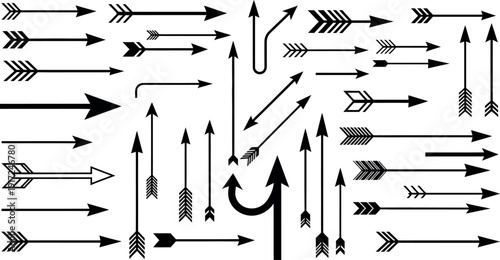 Collection of various arrow symbols and icons in different styles and directions