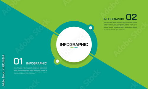 Business infographic template with 2 options for sustainability, ecology, and corporate growth strategy. Vector illustration.