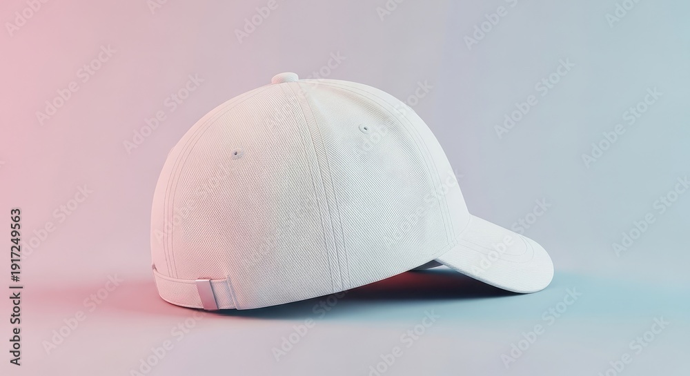 Fototapeta premium White baseball cap mockup on gradient background