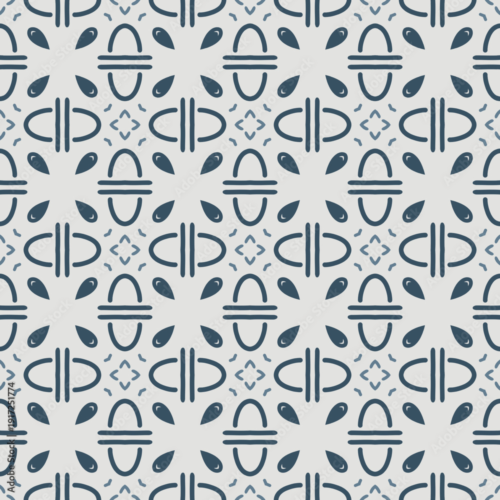 Obraz premium Seamless geometric pattern with abstract shapes in blue tones