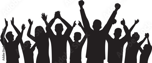 Silhouette of People Celebrating with Raised Arms celebration