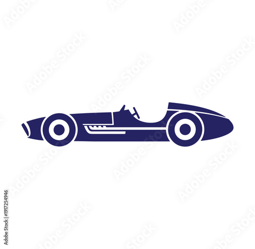 vintage racing car with driver side view