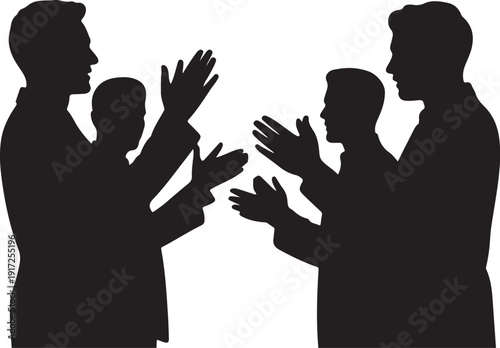 Silhouettes of People Clapping and Applauding black