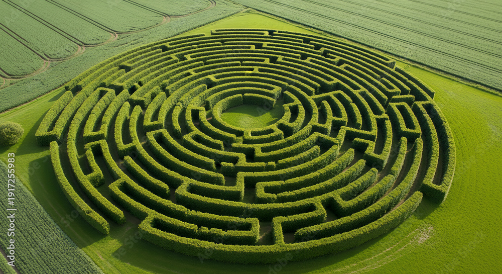 custom made wallpaper toronto digitalAerial view of a circular crop maze surrounded by lush green agricultural fields