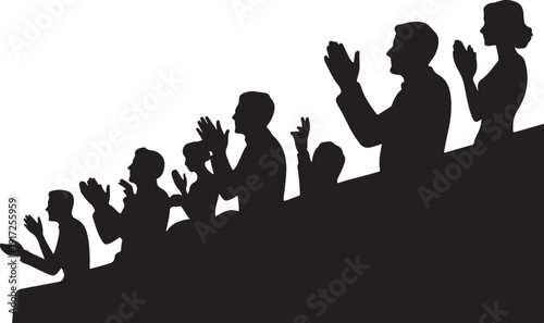 Silhouettes of people clapping on steps audience
