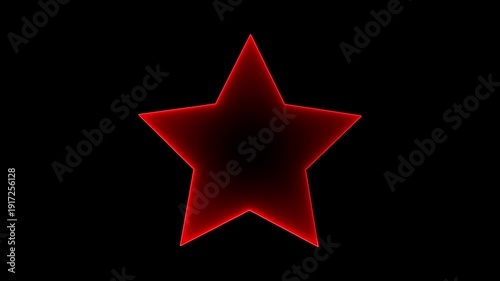 Neon red color star moving light animation loop. Black background red star glowing neon motion graphics abstract beautiful neon light fire blue star frame. Animation of glowing neon red color star.