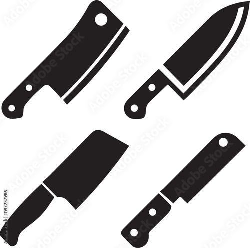 Butcher Knife Silhouette Vector Black and White