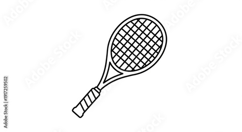 Tennis racket icon line art style black and white illustration