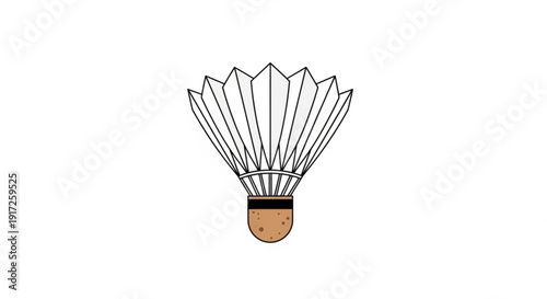 Shuttlecock flies through air with feathers fanned out in motion
