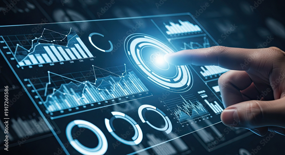 custom made wallpaper toronto digitalHand interacting with futuristic digital interface displaying data analytics and graphs