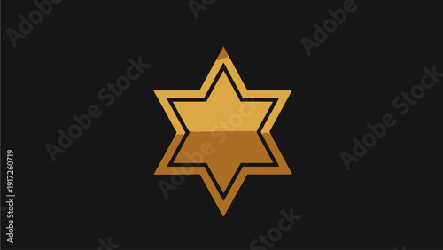 Golden Star of David Symbol on Black Background